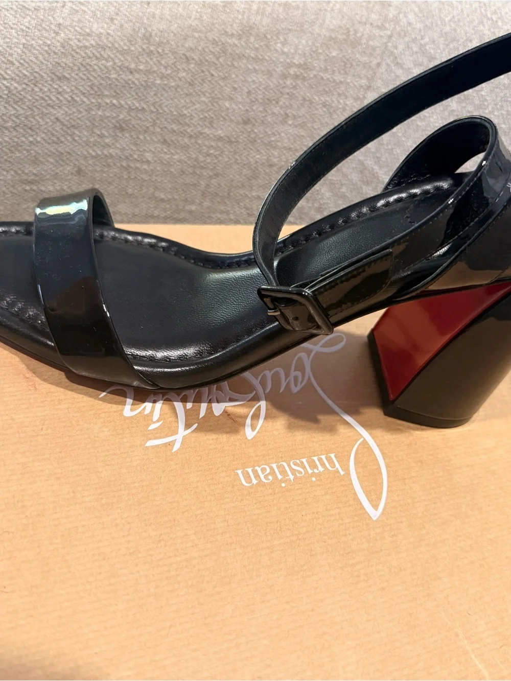 Christian Louboutin adjustable patent red